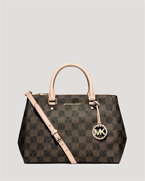 michael kors checkered satchel|Michael Kors manhattan leather satchel.